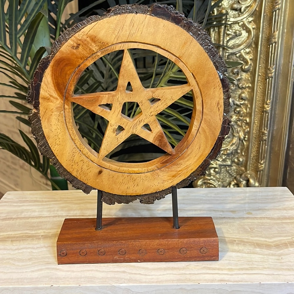 Wooden Pentacle Tabletop Decor
